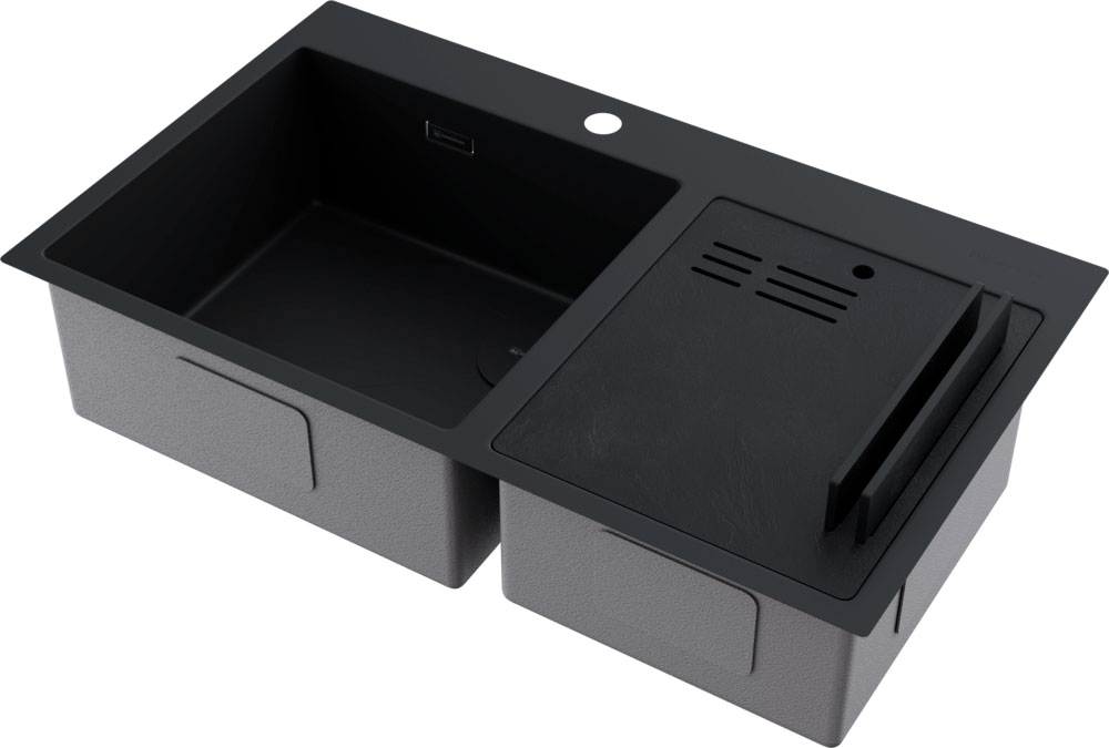 Omoikiri Akisame 86-2-GB Side нерж.сталь/графит