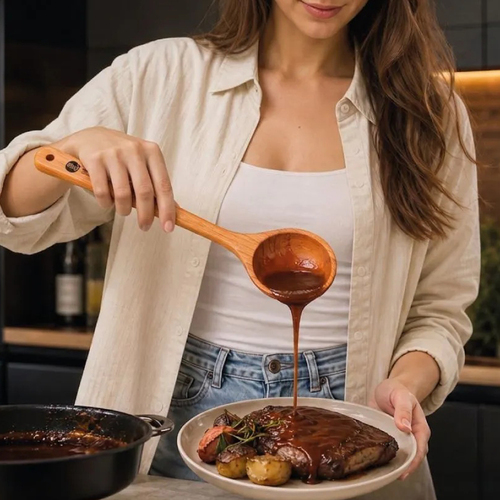 Деревянная ложка-ковш 800 Degrees Cherry Wood Spoon XL-size, 40 см, натуральное дерево, серия Аксессуары и инструменты для гриля и барбекю, 800 Degrees