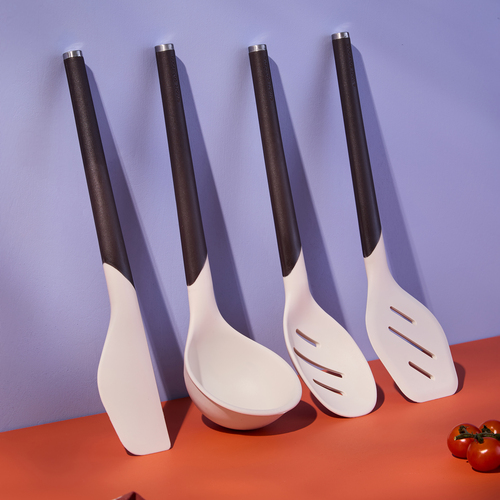Набор кухонных инструментов SmartChef, 4 шт, нейлон/силикон, белый/темно-серый, серия Кухонные аксессуары, Smart Solutions
