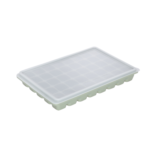 Силиконовая форма для льда с пластиковой крышкой Ice cubes, 22 х 14.5 х 3 см, зеленый (шалфей)/прозрачный, серия Кухонные аксессуары, Smart Solutions