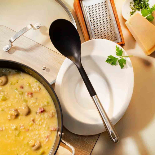 Силиконовая кухонная ложка с ручкой из нержавеющей стали, 33 см, черный/стальной, серия Kitchen gadgets, Arcos