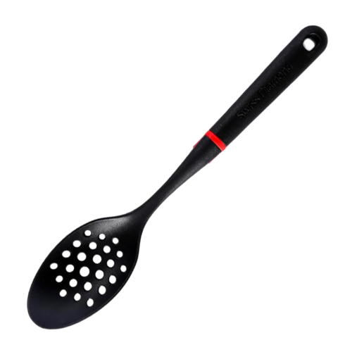 Пластиковая перфорированная кухонная ложка, 35 cм, черный/красный, серия Accessories & Kitchen Tools, Swiss Diamond