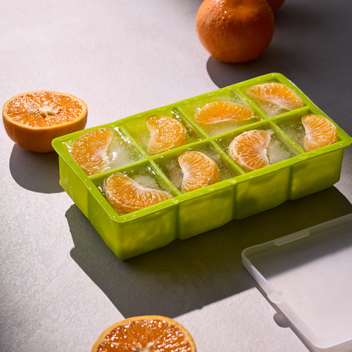 Силиконовая форма для льда с пластиковой крышкой Ice cubes, 8 ячеек, 22 х 11.6 х 5.2 см, зеленый/прозрачный, серия Кухонные аксессуары, Smart Solutions