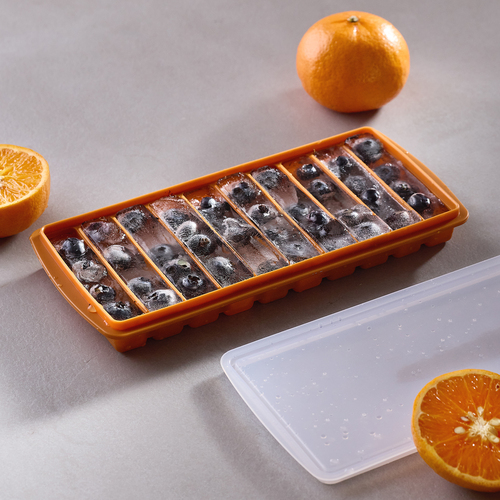 Силиконовая форма для льда с крышкой Ice sticks, 10 ячеек, 24.5 х 11.5 х 3 см, коричневый/прозрачный, серия Кухонные аксессуары, Smart Solutions