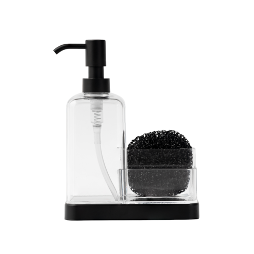 Пластиковый органайзер для раковины с диспенсером для мыла Keep In, 20.5 см, прозрачный, серия Диспенсеры и органайзеры на кухню и в ванную, Smart Solutions