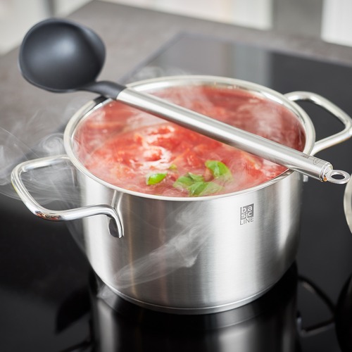 Нейлоновая ложка-половник для соуса с ручкой из нержавеющей стали, 28 см, стальной/черный, серия Basic Line, Roesle