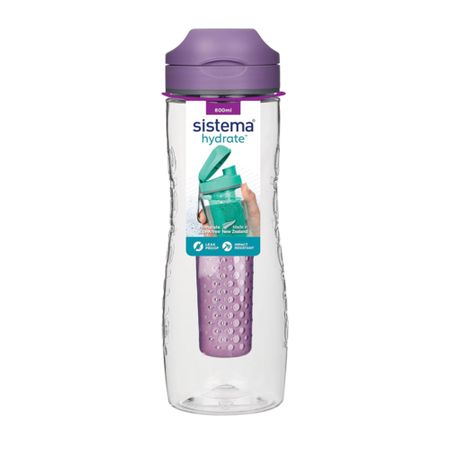Пластиковая бутылка для фитнеса Tritan Infuser, 800 мл, фиолетовый, серия Бутылки для воды, Sistema