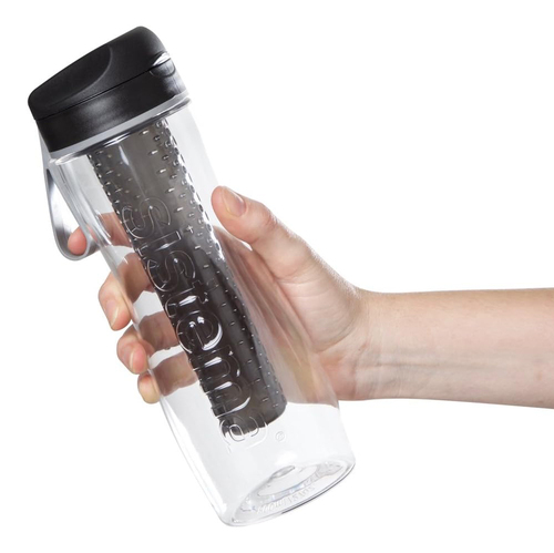 Пластиковая бутылка для фитнеса Tritan Infuser, 800 мл, черный, серия Бутылки для воды, Sistema
