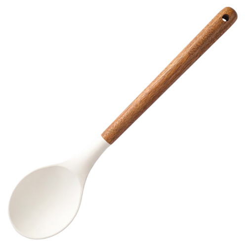 Силиконовая сервировочная ложка с деревянной ручкой Wenge, 32 см, бежевый/натуральный, серия Кухонные аксессуары, Anna Lafarg