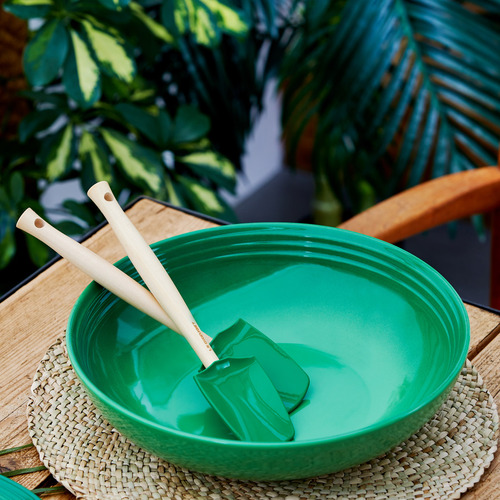Силиконовая кухонная лопатка-ложка с деревянной ручкой Craft, 28 см, зеленый (Bamboo Green), серия Кухонные аксессуары, Le Creuset