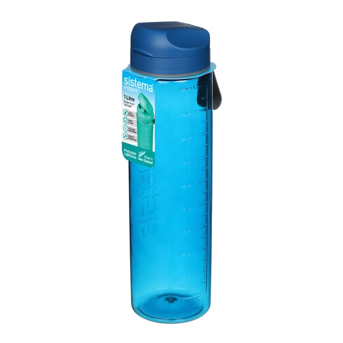 Пластиковая бутылка для фитнеса Hydrate, 1 л, синий, серия Бутылки для воды, Sistema