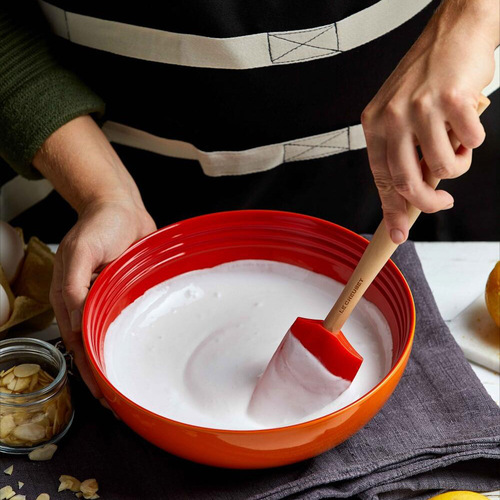 Силиконовая кухонная лопатка-ложка с деревянной ручкой Craft, 28 см, оранжевый (Flame), серия Кухонные аксессуары, Le Creuset