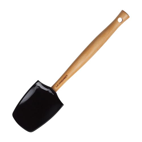 Силиконовая кухонная лопатка-ложка с деревянной ручкой Craft, 28 см, черный (Black), серия Кухонные аксессуары, Le Creuset
